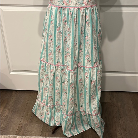 TCEC Pastel Pink Mint Green Floral Short Sleeve Cottagecore Dress Size Large - Picture 7 of 13